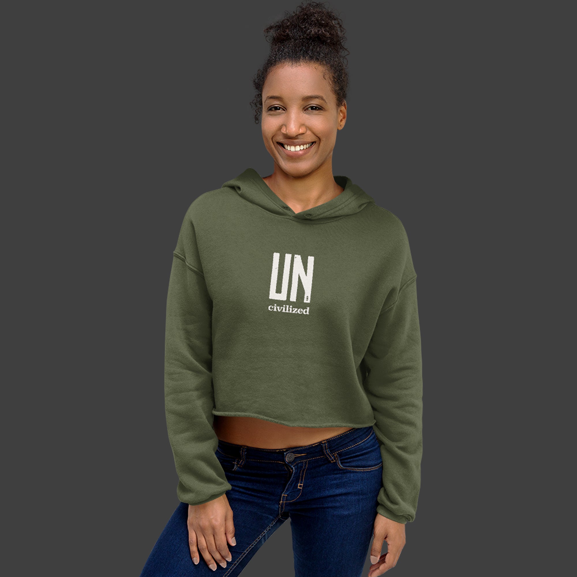 Women's UNcivilized Crop Hoodie (Green)